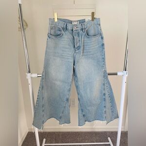 We The Free Light Blue Wide-Leg Cropped Jeans